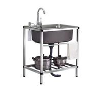 Commerciale Acciaio Inox Esterno Lavello Da Cucina Lavello Da Cucina Indipendente Con Rubinetto Caldi E Freddi Con Staffa In Acciaio Inossidabile Per Lavabo Commerciale Per/cortile/garage (Color : Ho