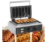 Commerciale francese Hot Dog Waffle Maker Ferro Macchina 1500W elettrico antiaderente Corn Dog Maker 5/6 PCS Hotdog Formaggio Stick Ferro da stiro, 50-300 ℃ Controllo Temp, 5-min Timer francese Muffin