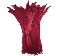 Commercio all'ingrosso 100 pz/lotto di tutte le dimensioni Piume di Gallo Colorate per Artigianato Lungo Decorazione di Nozze Casa Festa Vino Rosso 10-12 pollici 25-30cm