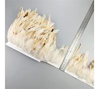 Commercio all'ingrosso Piume di Gallo Naturale Rifiniture 10-15 cm Piume Nastro Frange per Cucito e Artigianato Fai da Te Pluma Accessori per Abiti-Naturale, 5 metri