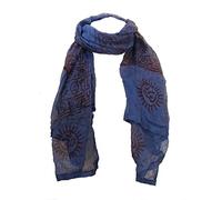 Commercio Equo Solidale Dipinto A Mano Blu Ram Nami Sciarpa