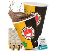 Commerline 1000 Pezzi Tazze da caffè da 12 oz Ø 90 mm 300 ml to go | tazze di carta da caffe to go | cartone dura monouso | bicchieri usa e getta per caffè/tè