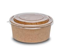 Commerline 1300 ml, ciotola per insalata biologica, 50 pezzi, ciotola per insalata, usa e getta con coperchio, ciotola di cartone Kraft, ciotole usa e getta (Bio_insalata_1300 ml, 50 pezzi)