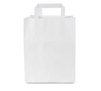 Commerline 50 Pezzi Sacchetti di Carta Bianco con Manico 22+10x28 cm | Sacchetti Regalo, Imballaggi e Compleanni | Grande per la Spesa | Carta Kraft