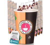 Commerline Tazza da caffè To Go in cartone - 1000 pezzi, 300 ml (12 oz) Slim Ø 80 cm | Bicchieri di carta monouso per caffè e tè | Bicchieri monouso da asporto | Bicchieri di carta per bevande calde e