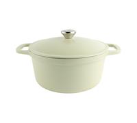 Commichef Casseruola leggera in ghisa 26 cm, 4,5 L, verde - Pentola con coperchio per cucinare e cuocere il pane, padella smaltata, pentola compatibile con piani cottura a induzione