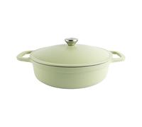 Commichef Casseruola leggera in ghisa 28 cm, 3 L, verde - Pentola con coperchio per cucinare e cuocere il pane, padella smaltata, pentola compatibile con piani cottura a induzione