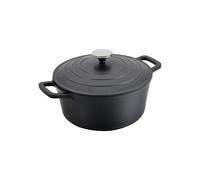 Commichef XR-724BK - Casseruola rotonda in alluminio pressofuso, 24 cm, adatta per forno e tutti i tipi di piano cottura, perfetta per stufati e casseruole, colore nero