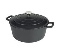 Commichef XR-728BK - Casseruola rotonda in alluminio pressofuso, 28 cm, adatta per forno e tutti i tipi di piano cottura, perfetta per stufati e casseruole, colore nero