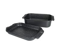 Commichef XRST-3424BK - Teglia con coperchio a doppio scopo, in alluminio pressofuso, nero, adatta per forno e tutti i tipi di piano cottura, perfetta per arrostire e scottare, 34 x 24 cm, XRST-3424BK
