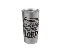 Commit Your Way To The Lord Salmo 37:5 Versetto della Bibbia Bicchiere termico in acciaio inox doppia parete
