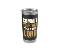 Commit Your Way To The Lord Salmo 37:5 Versetto della Bibbia Bicchiere termico in acciaio inox doppia parete