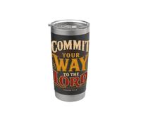 Commit Your Way To The Lord Salmo 37:5 Versetto della Bibbia Bicchiere termico in acciaio inox doppia parete