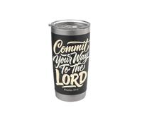 Commit Your Way To The Lord Salmo 37:5 Versetto della Bibbia Bicchiere termico in acciaio inox doppia parete