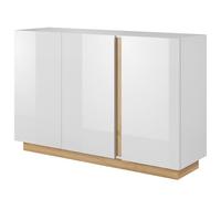 Commoda ANDEBU KOM2 - Rovere - Bianco Opaco e Lucido - Chiusura Silenziosa - Larghezza 138 cm, Altezza 91 cm, Profondità 40 cm