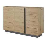 Commoda ANDEBU KOM3 - Rovere - Grigio Grafite - Cassetti - Larghezza 138 cm, Altezza 91 cm, Profondità 40 cm