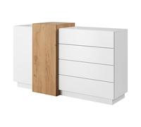 Commoda ETNE KOM2 - Rovere - Bianco - 4 Cassetti - Larghezza 160 cm, Altezza 94 cm, Profondità 45 cm