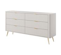 Commoda LEKNES KOM1 - Beige - Cassetti - Piedi Alti - Larghezza 163 cm, Altezza 81 cm, Profondità 38 cm