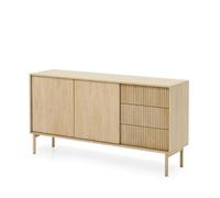 Commoda TAU KOM2 - Rovere Cremona - Frontali Riffelati - Cassetti - Larghezza 154 cm, Altezza 80 cm, Profondità 40 cm