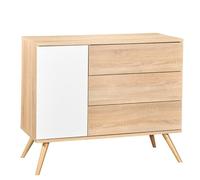 COMMODE 1 PORTE ET 3 TIROIRS BOIS VERSION TIROIRS DECOR BOIS SEVENTIES