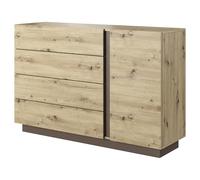 Commode ANDEBU KOM4 - Rovere - Grigio Grafite - Cassetti - Larghezza 138 cm, Altezza 91 cm, Profondità 40 cm