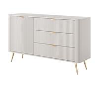 Commode LEKNES KOM3 - Beige - Cassetti - Alte Gambe - Larghezza 138 cm, Altezza 81 cm, Profondità 38 cm