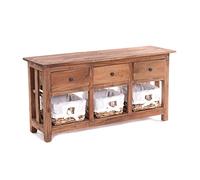 Commode Naturale Rattan | 98 cm, Legno di Mogano, con cestini e cassetti in Rattan | Commode in Legno, credenza Vintage, Madia