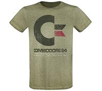 Commodore 64 C64 Logo - Vintage Uomo T-Shirt Verde Screziato S 93% Cotone, 7% Poliestere Regular