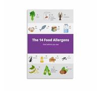 Common Food Allergies Chart Allergy Alert Poster Canvas Print Wall Decor for Restaurant Kitchen Staff Training Dining Area(Unframed,16x24inch(40x60cm))