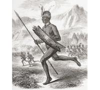 Commoro capo della tribù Latooka. Samuel Baker incontrò questi Madi durante la sua esplorazione dell'Africa centrale nel 1864. Da The Illustrated London News pubblicato 1865. Stampa poster di Ken