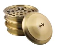 Communion Ware - 3 vassoi da portata in acciaio inox con coperchio (colore - oro), set di vassoi per comunione per chiesa, forniture per comunione per chiesa, set di articoli per la comunione per