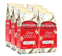 Community Coffee Caffè macinato tostato medio aromatizzato alla vaniglia francese, 800 ml, sacchetto da 340 g (confezione da 6)