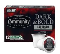 Community Coffee Dark & Bold Espresso Roast 12 Count Coffee Pods, Extra Dark Roast Compatible with Keurig 2.0 K Cup Brewers, 12 conteggi (confezione da 1)