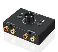 Commutatore audio stereo RCA, interruttore audio stereo 2 in 1, uscita R/L, splitter audio stereo 1 in 2 out, con pulsante di disattivazione e nessuna alimentazione esterna richiesta (nero-1)