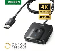 Commutatore HD MI a 2 porte di UGREEN, compatibile 4K 60Hz, splitter, compatibile con Switch X Box/5, Monitor, TV Box con cavo HD MI da 1m Tagli UnicaABS