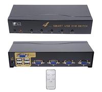 commutatore KVM USB VGA, commutatore KVM 4/8/16 Porte VGA 4/8/16 in 1 Telecomando di Schermo di Video proiettore con 4/8/16 Cavo VGA Originale: per win98/ME/2kp4/XP/2003, Linux, Mac 4 Porte