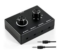 Commutatore stereo di 4 modi 3.5mm audio, selettore manuale passivo della | 4 ingressi 1 uscita/1 ingresso 4 uscite audio switcher splitter box, con interruttore canale e manopole di regolazione del