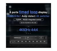 Commutatore Video, Switch 8 in 1 out, switcher automatico a loop temporizzato, hub splitter adattatore 4K a porte, estensione IR(HDMI2.0 4K60Hz 8x1)