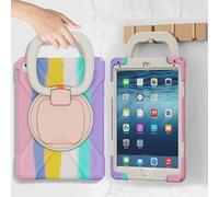 Commute Case per iPad mini4/5, custodia resistente agli urti per bambini con pellicola protettiva 3 in 1, paraurti antiurto con supporto ad anello a 360° (blu marino+verde)