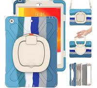 Commute Case per iPad mini4/5, custodia resistente agli urti per bambini con pellicola protettiva 3 in 1, paraurti antiurto con supporto ad anello a 360° (azzurro)