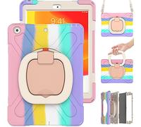 Commute Case per iPad mini6, custodia resistente agli urti per bambini con pellicola protettiva 3 in 1, paraurti antiurto con supporto ad anello a 360°, tracolla (polvere colorata)