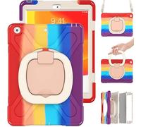 Commute Case per iPad Pro 9.7, custodia resistente agli urti per bambini con pellicola protettiva 3 in 1, paraurti antiurto con supporto ad anello a 360° (rosso chiaro)