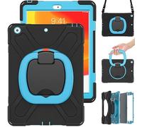 Commute Case per Samsung Tab A 8.0 T290 T295, custodia resistente agli urti per bambini con pellicola protettiva 3 in 1, paraurti antiurto con supporto ad anello a 360°, supporto tracolla (nero+blu)