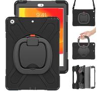 Commute Case per Samsung Tab S6 Lite P610 P615, custodia resistente agli urti per bambini con pellicola protettiva 3 in 1, paraurti antiurto con supporto ad anello a 360°, supporto tracolla (nero)