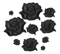 COMNICO 10 toppe termoadesive a forma di rosa nere per vestiti, riparazione tessuti, ricamate, con 5 misure, per giacche, jeans, maglioni, cappelli, scarpe, borse, design