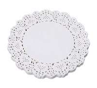 COMNICO 150 centrini di carta bianchi in pizzo, 11,4 cm, rotondi, usa e getta, tovagliette di carta per torte, per matrimoni, stoviglie, decorazioni alimentari (11,4 cm)