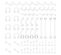 COMNICO 72 fermi trasparenti per piercing per chirurgia bioflex gioielli in plastica per il corpo discreti fermi industriali per piercing per sopracciglio, labbra, setto, naso, capezzolo, ombelico