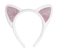 COMNICO Cerchietto con orecchie di gatto, morbido e carino, per lavare il viso, per il trucco, maschera per la cura della pelle, spa, yoga, feste di Halloween, cosplay (bianco)