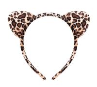 COMNICO Cerchietto con orecchie di gatto, morbido e carino, per lavare il viso, per il trucco, per la cura della pelle, spa, yoga, feste di Halloween, cosplay (stampa leopardata)