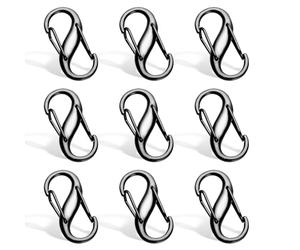 COMNICO Clip di bloccaggio per cerniera, 9 pezzi, in lega, doppia apertura, deterrente antifurto, ricambio per cerniera, cerniera rotta, per riparazione zaino, Grigio scuro, Taglia unica